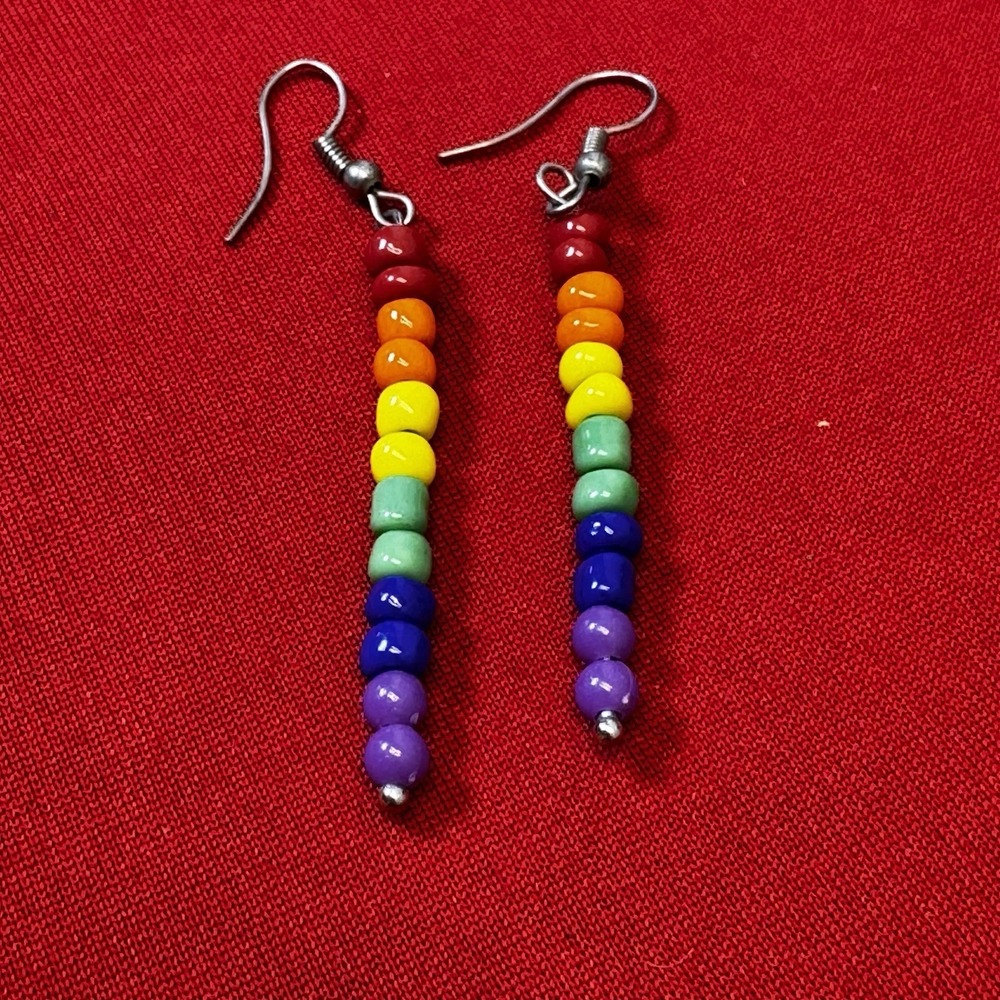 Rainbow‎ Multicolored Bead Drop Earrings